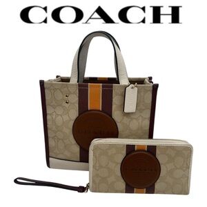 Coach Dempsey Tote & Wallet SET in Signature Jacquard & Pebble Leather $520
